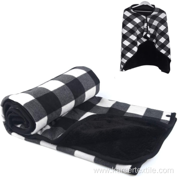 Wearable winter Blanket Tartan Shawl Plush Throw Blanket